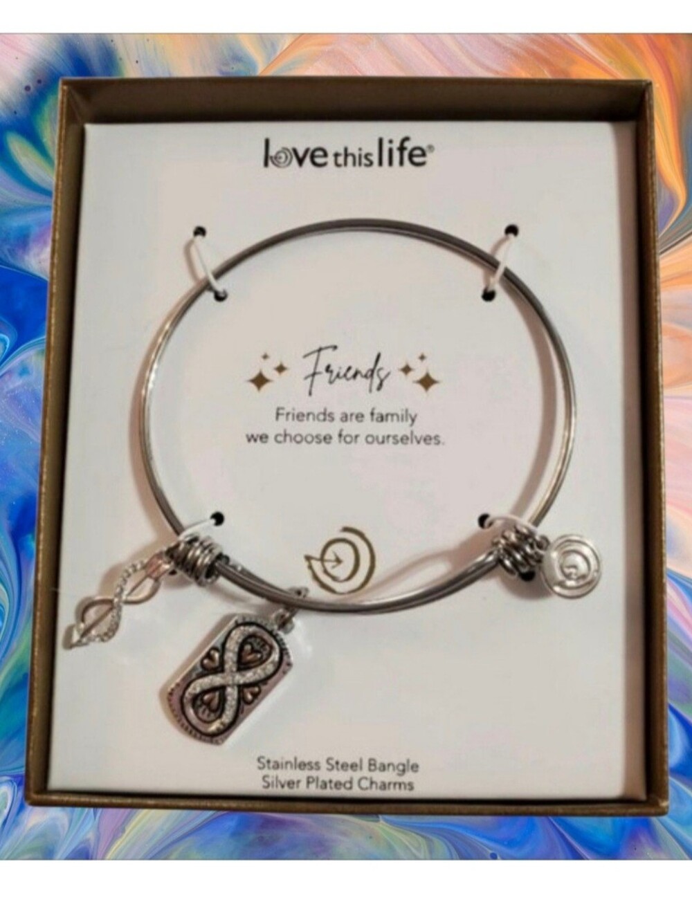 Love This Life Friends Charm Bangle Bracelet